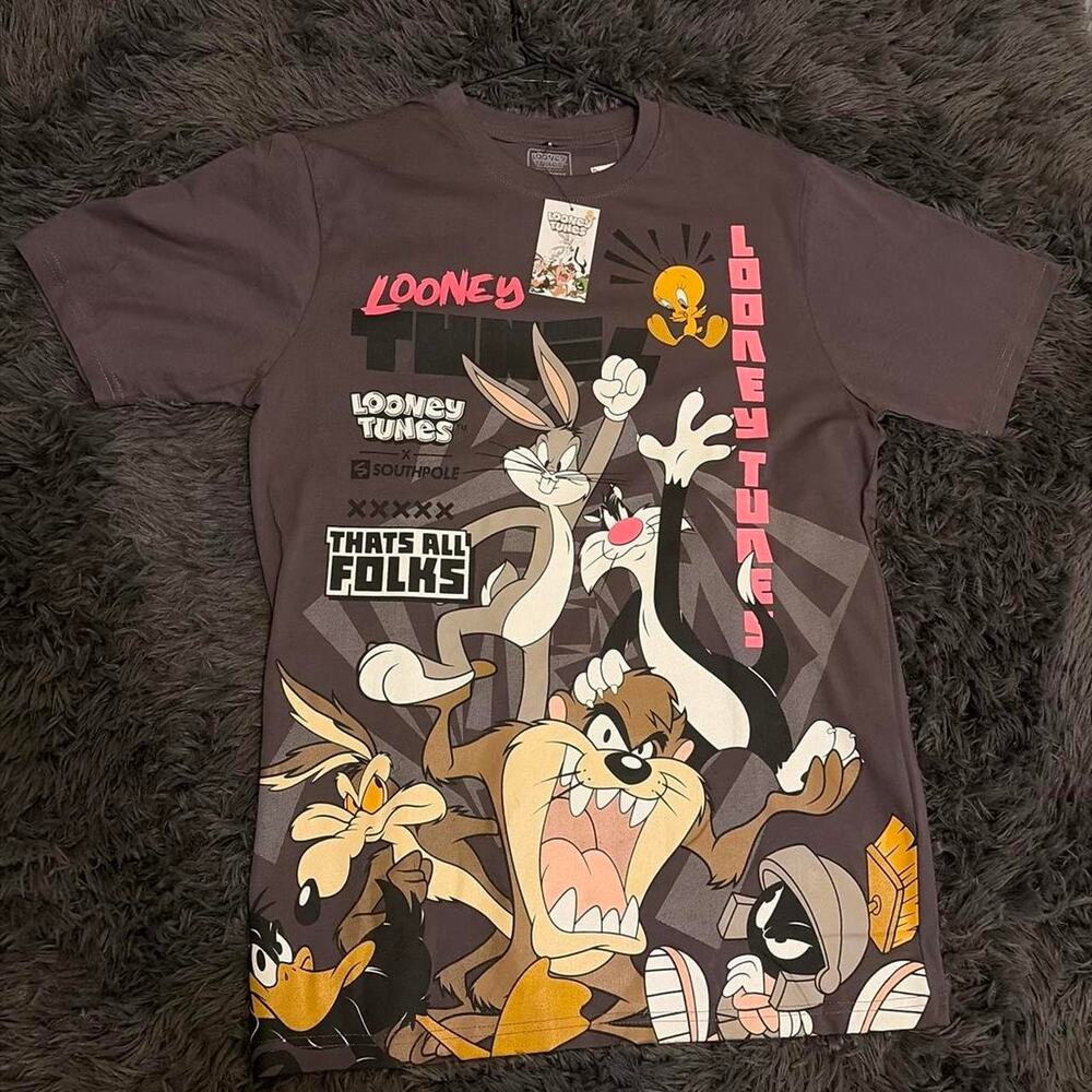 Looney Tunes Black Cotton T-Shirt Size M